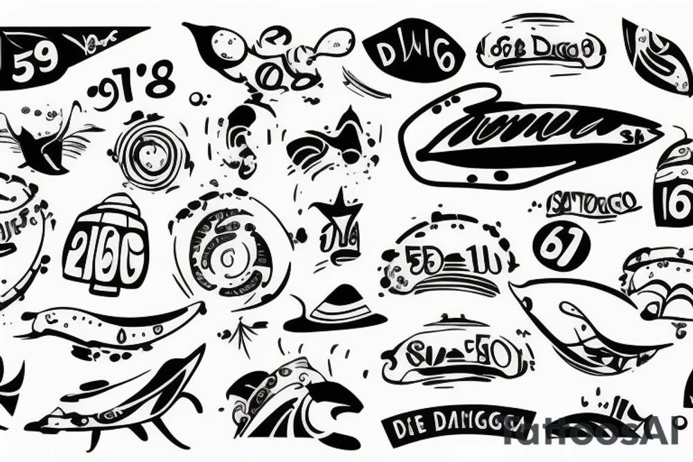the numbers “619” with a subtle beach or san diego vibe but not too bold tattoo idea