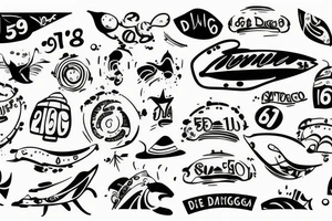 the numbers “619” with a subtle beach or san diego vibe but not too bold tattoo idea