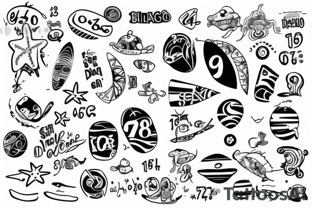 the numbers “619” with a subtle beach or san diego vibe but not too bold tattoo idea