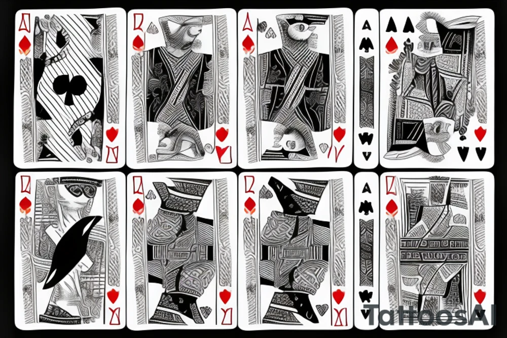 Cartoon goose with a cigar and a hard of playing cards tattoo idea