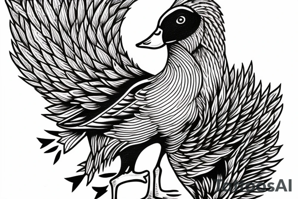 goose with a cigar and a hand of playing cards tattoo idea