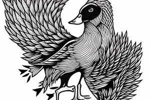 goose with a cigar and a hand of playing cards tattoo idea