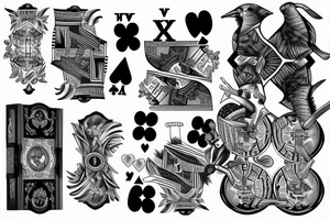 goose with a cigar and a hand of playing cards tattoo idea