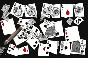 goose with a cigar and a hand of playing cards tattoo idea