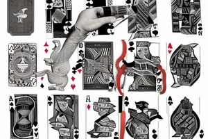 goose with a cigar and a hand of playing cards tattoo idea