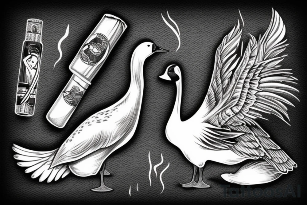 A goose smoking a cigar tattoo idea