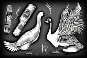 A goose smoking a cigar tattoo idea