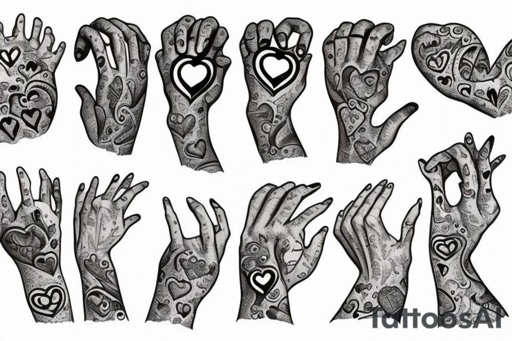 a hand holding a heart tattoo idea