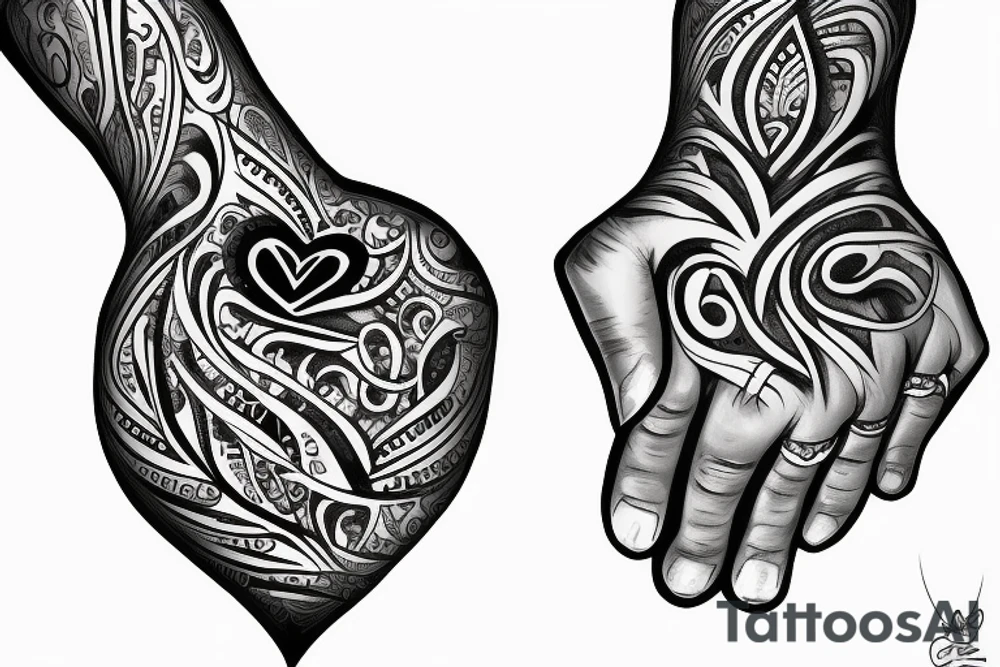 a hand holding a heart tattoo idea
