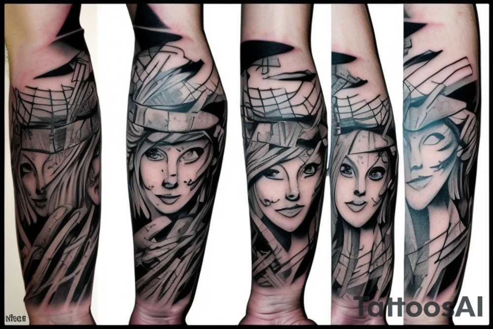 to continue the graffiti-style tattoo of blade tips on my forearm. tattoo idea
