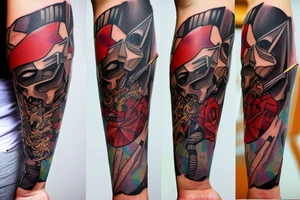 to continue the graffiti-style tattoo of blade tips on my forearm. tattoo idea