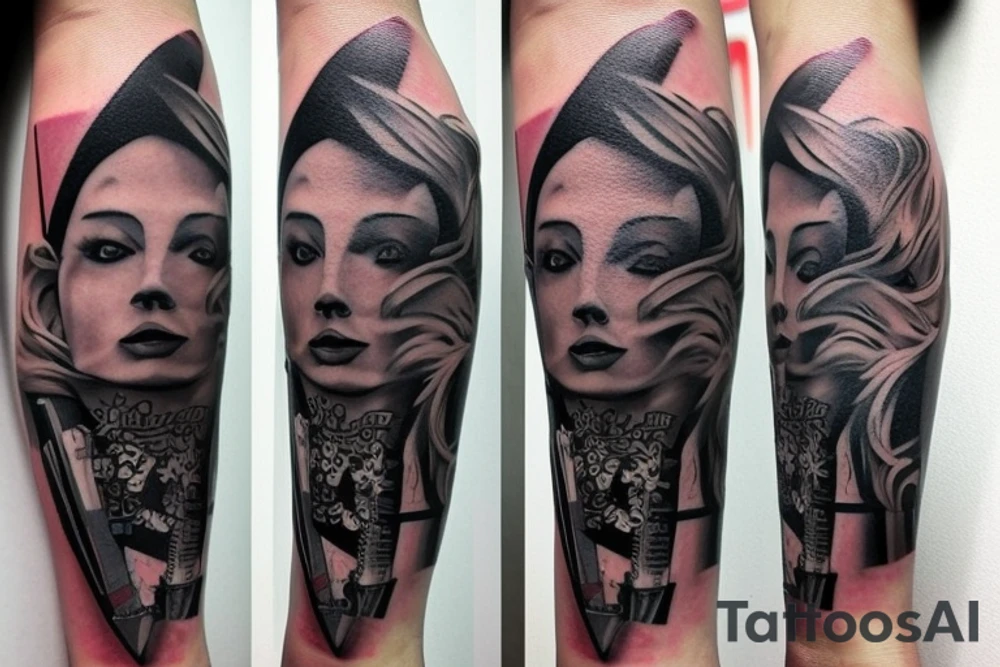 to continue the graffiti-style tattoo of blade tips on my forearm. tattoo idea