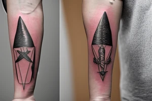 Continue the tattoo of multiple arrowheads on the forearm in the style of a bracelet tattoo idea