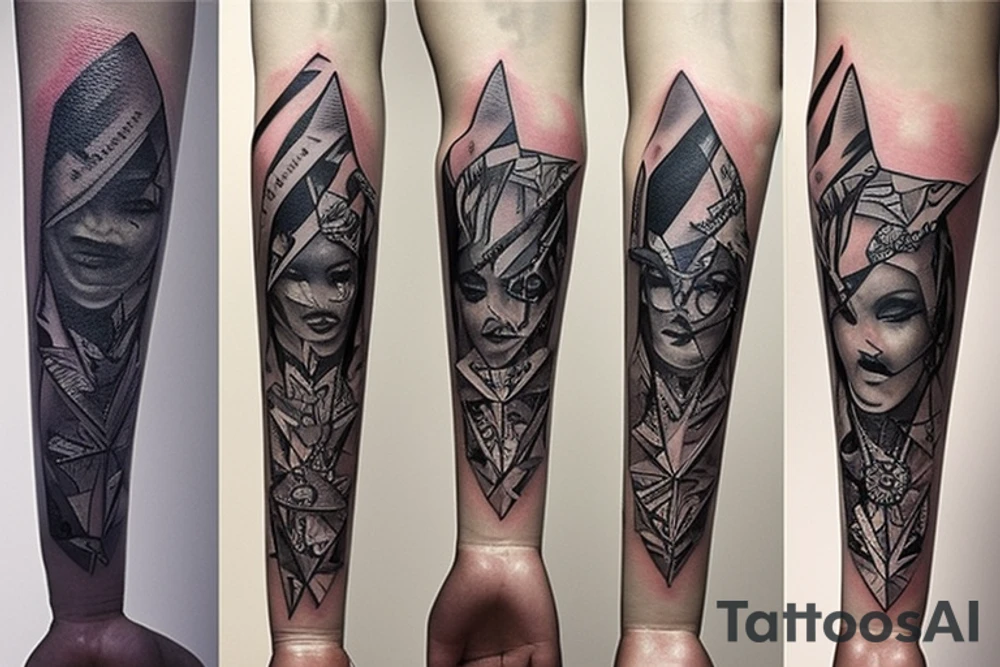 Continue the tattoo of multiple arrowheads on the forearm in the style of a bracelet tattoo idea