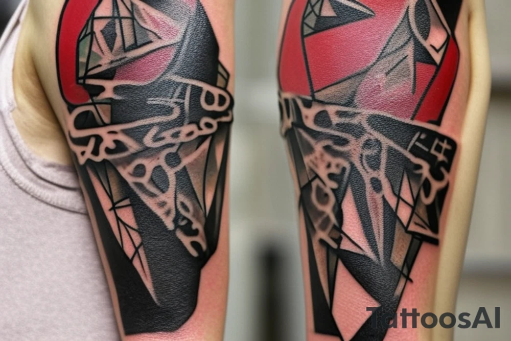 I already have a finished tattoo. a bracelet on my forearm with a lot of arrowheads on it. i need to continue it in graffiti style tattoo idea