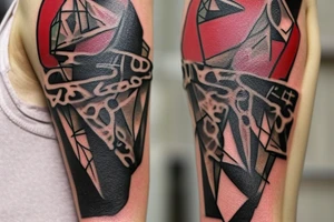 I already have a finished tattoo. a bracelet on my forearm with a lot of arrowheads on it. i need to continue it in graffiti style tattoo idea