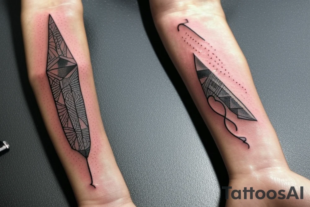 I already have a finished tattoo. a bracelet on my forearm with a lot of arrowheads on it. i need to continue it in graffiti style tattoo idea