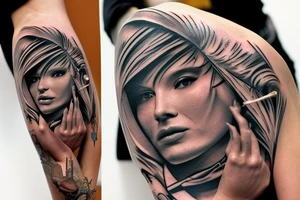 I already have a finished tattoo. a bracelet on my forearm with a lot of blade tips on it. need to continue it in graffiti style tattoo idea