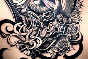 I already have a finished tattoo. a bracelet on my forearm with a lot of blade tips on it. need to continue it in graffiti style tattoo idea