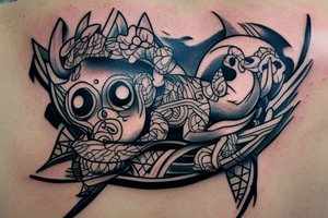 I already have a finished tattoo. a bracelet on my forearm with a lot of blade tips on it. need to continue it in graffiti style tattoo idea