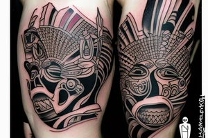 I already have a finished tattoo. a bracelet on my forearm with a lot of blade tips on it. need to continue it in graffiti style tattoo idea