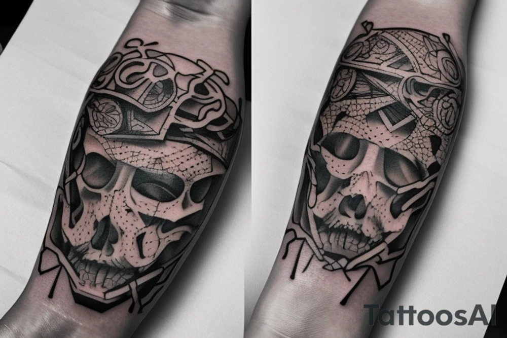 I already have a finished tattoo. a bracelet on my forearm with a lot of blade tips on it. need to continue it in graffiti style tattoo idea