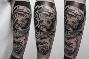 I already have a finished tattoo. a bracelet on my forearm with a lot of blade tips on it. need to continue it in graffiti style tattoo idea