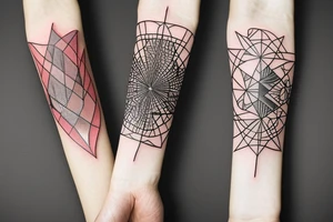 a forearm bracelet with many blade tips on it tattoo idea