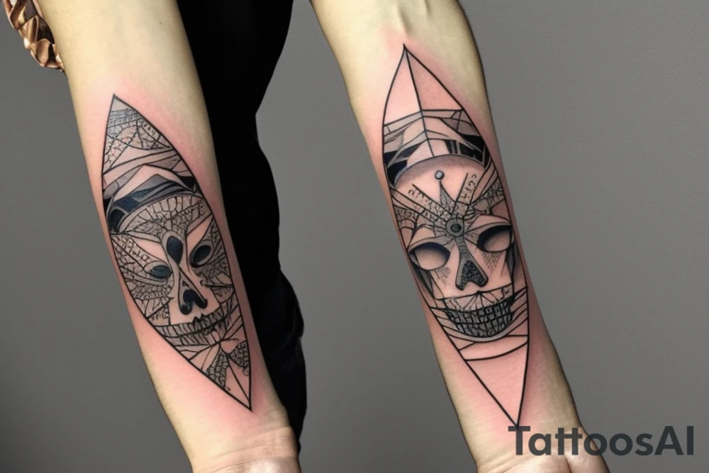 a forearm bracelet with many blade tips on it tattoo idea