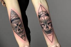 a forearm bracelet with many blade tips on it tattoo idea