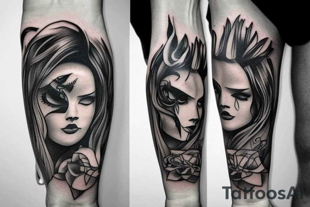a forearm bracelet with many blade tips on it tattoo idea