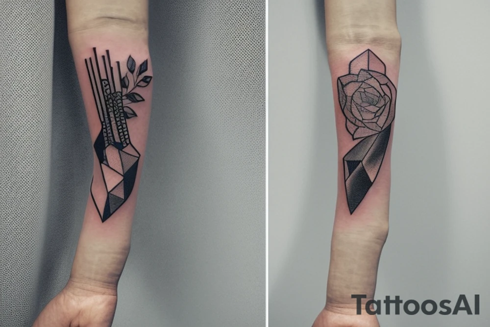 a forearm bracelet with many blade tips on it tattoo idea