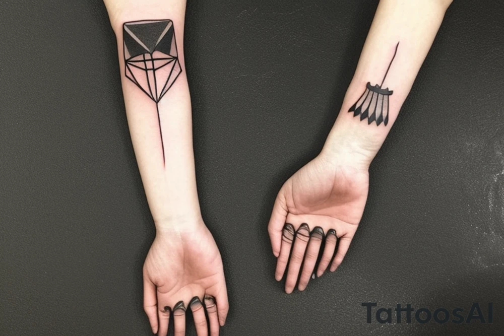 a forearm bracelet with many blade tips on it tattoo idea