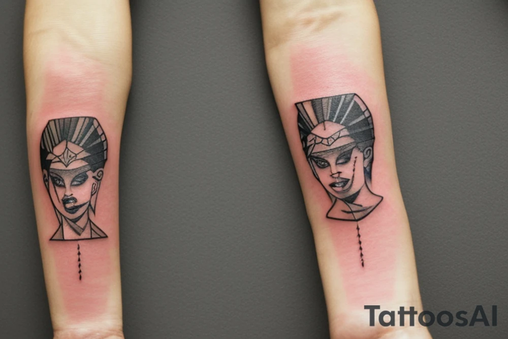 a forearm bracelet with many blade tips on it tattoo idea