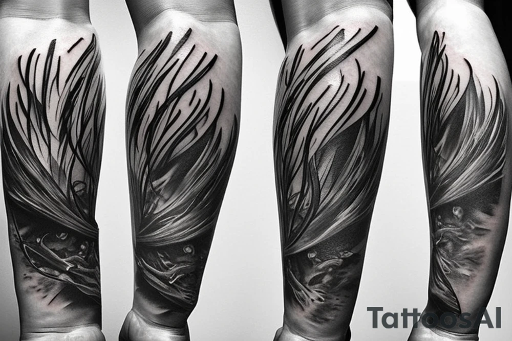 a forearm with many blade tips on it tattoo idea