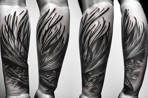 a forearm with many blade tips on it tattoo idea