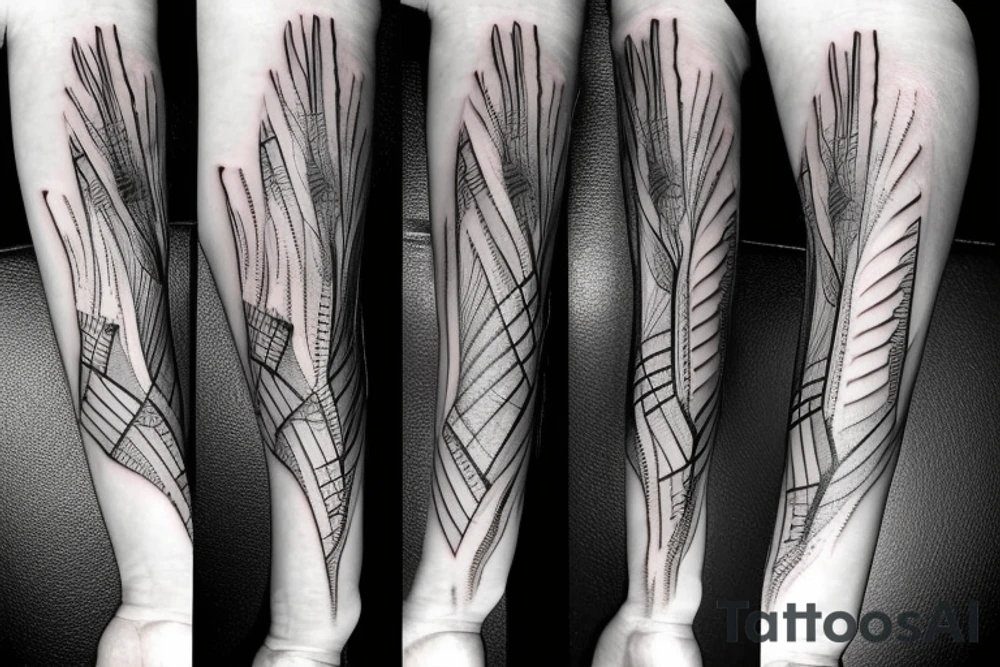 a forearm with many blade tips on it tattoo idea