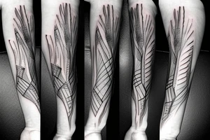 a forearm with many blade tips on it tattoo idea