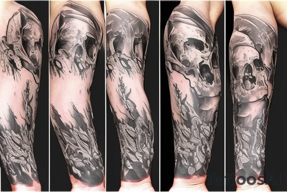 a forearm with many blade tips on it tattoo idea