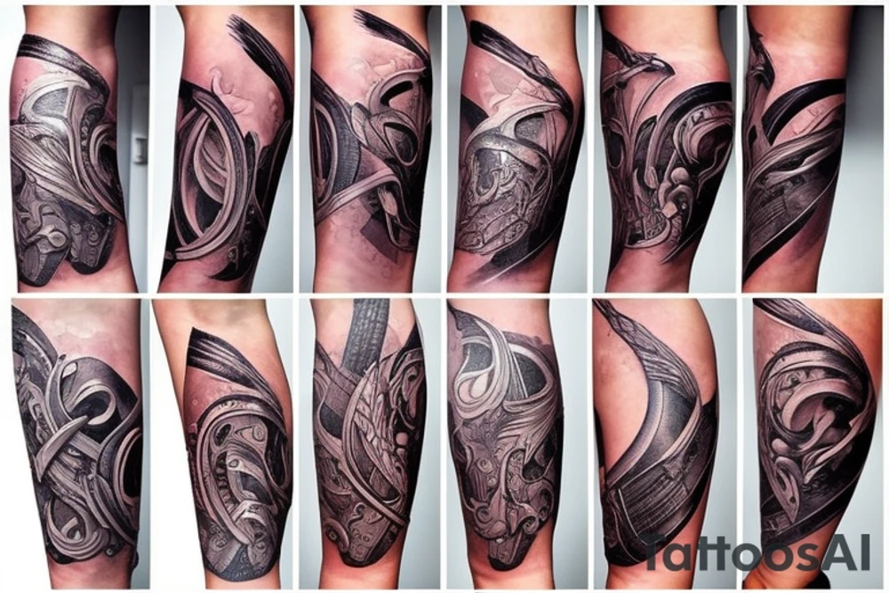a forearm with many blade tips on it tattoo idea
