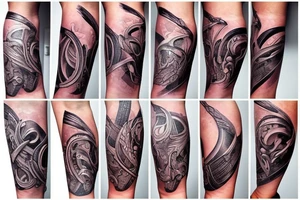 a forearm with many blade tips on it tattoo idea