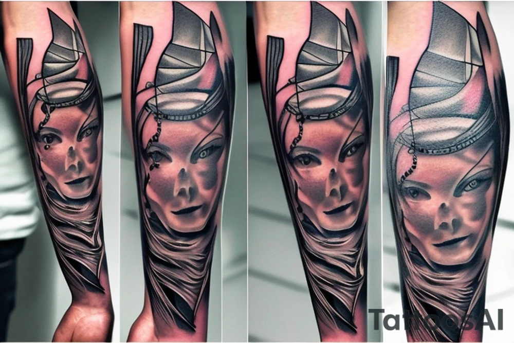 a forearm with many blade tips on it tattoo idea