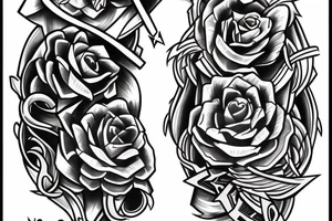 a forearm with many blade tips on it tattoo idea