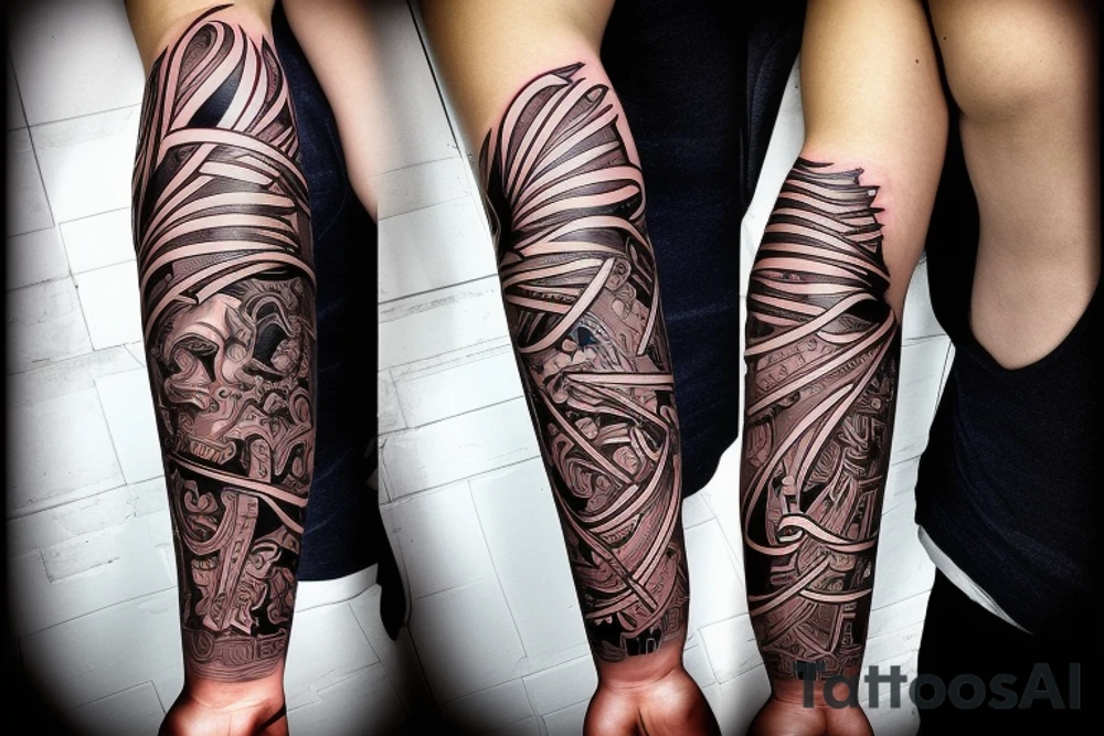 a forearm with many blade tips on it tattoo idea