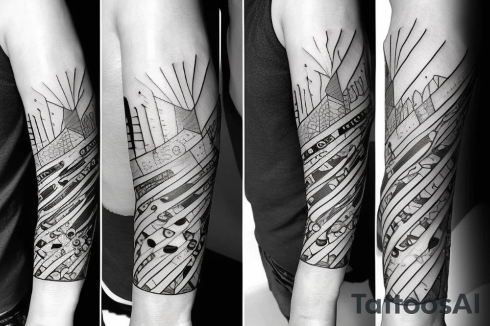a forearm with many blade tips on it tattoo idea