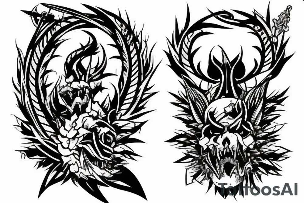 a forearm with many blade tips on it tattoo idea