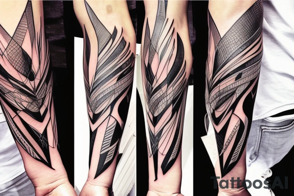 a forearm with many blade tips on it tattoo idea