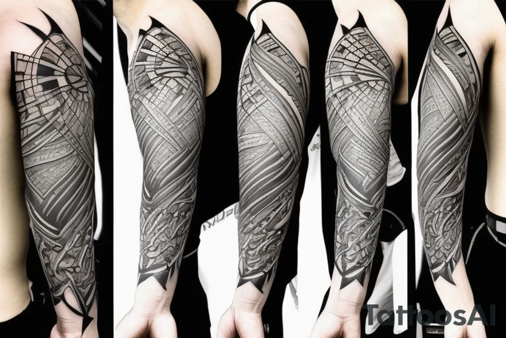 a forearm with many blade tips on it tattoo idea