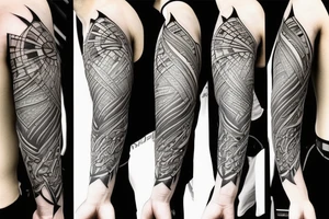 a forearm with many blade tips on it tattoo idea