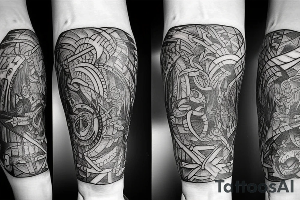 a forearm with many blade tips on it tattoo idea